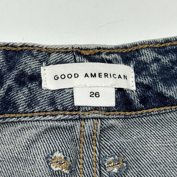 Good American Good Curves Women's Plus Size 26 Distressed Denim Jean Shorts NWT - Picture 6 of 14